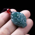 Jade Fox Pendant Necklace — Natural Burmese Jadeite Gemstone