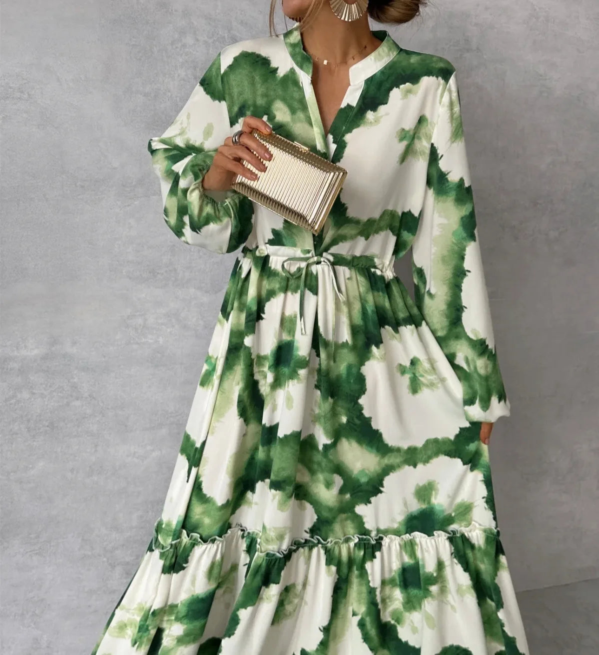 Verdure Maxi Dress — Elegant Long Sleeve Party Dress