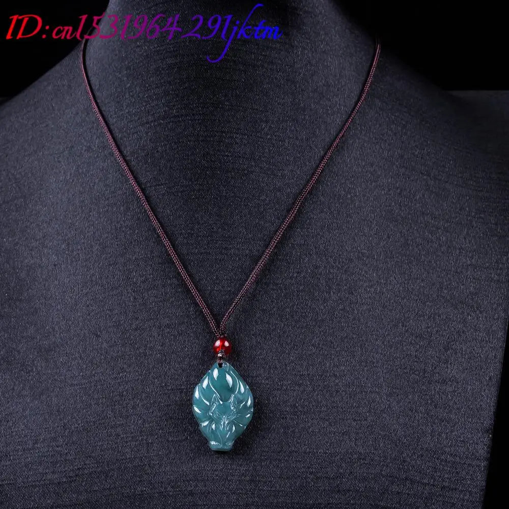 Jade Fox Pendant Necklace — Natural Burmese Jadeite Gemstone