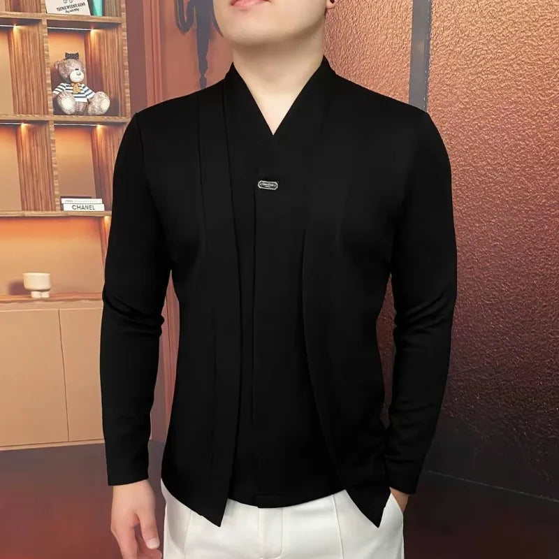 Luxe Layer Sweatshirt — Men's Fake Two-Piece Business Pullover