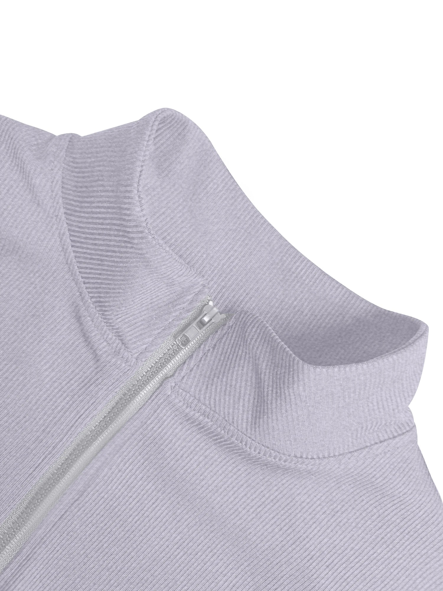 Ribbed Zip-Up Top — Slim Fit Long Sleeve Layer