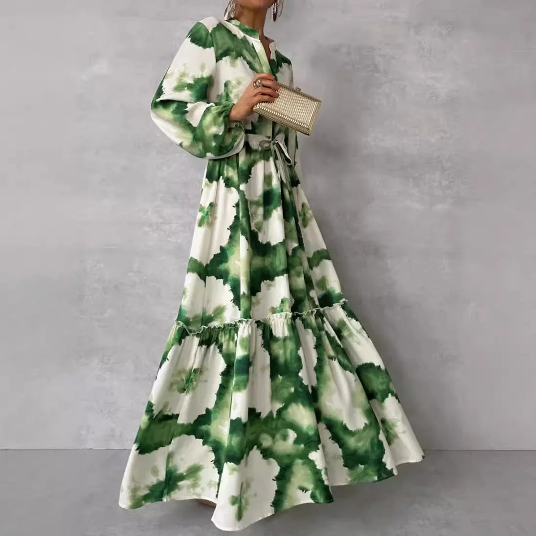 Verdure Maxi Dress — Elegant Long Sleeve Party Dress