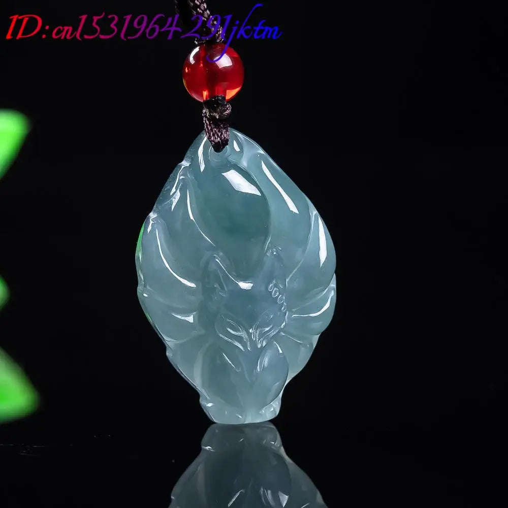Jade Fox Pendant Necklace — Natural Burmese Jadeite Gemstone