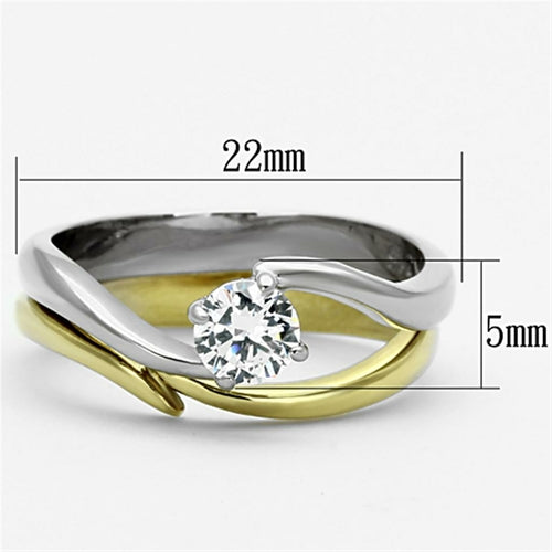 Anello Bicolore Oro e Argento con Zircone — Due Stili in Uno