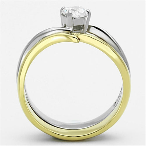 Anello Bicolore Oro e Argento con Zircone — Due Stili in Uno
