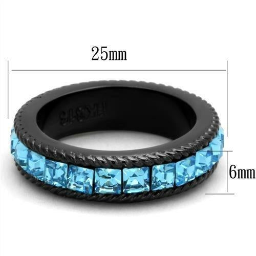 Anello Nero con Cristallo Blu — Stile Dark ed Elegante