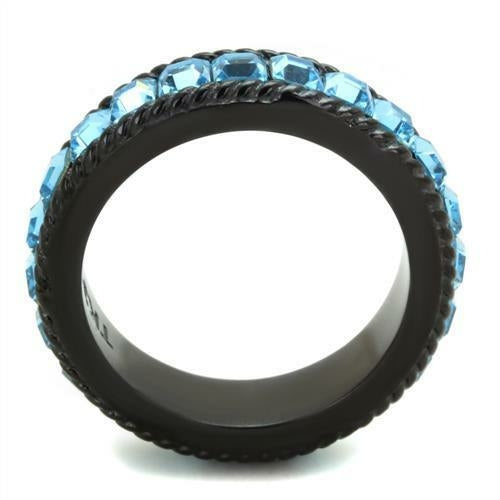 Anello Nero con Cristallo Blu — Stile Dark ed Elegante