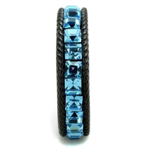 Anello Nero con Cristallo Blu — Stile Dark ed Elegante