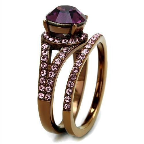 Anello Color Cafè con Cristallo Ametista — Caldo e Originale