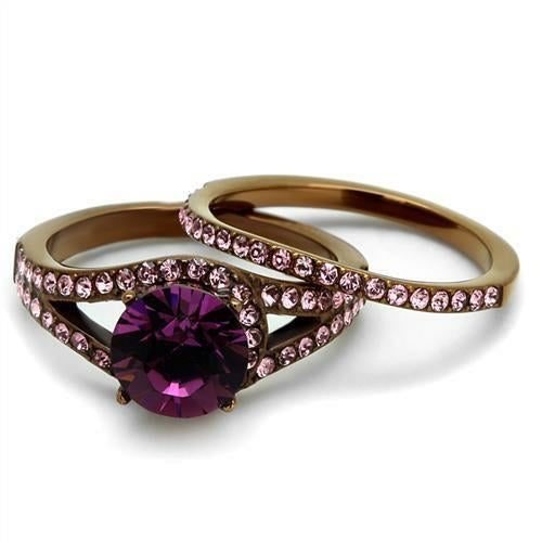 Anello Color Cafè con Cristallo Ametista — Caldo e Originale