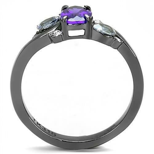 Anello Grigio Scuro con Zircone Tanzanite — Eleganza Moderna
