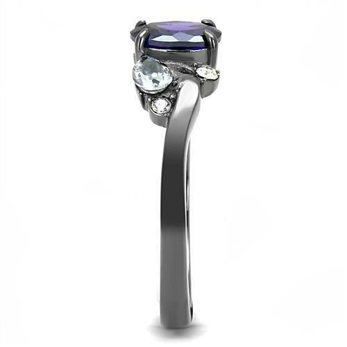 Anello Grigio Scuro con Zircone Tanzanite — Eleganza Moderna