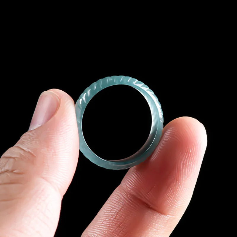 Jade Amulet Ring — Natural Burmese Jadeite Carved Ring