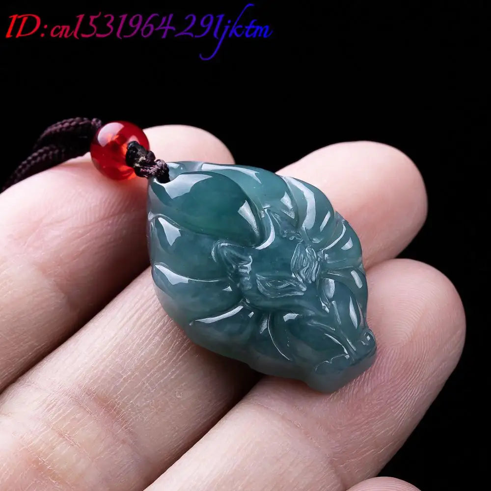Jade Fox Pendant Necklace — Natural Burmese Jadeite Gemstone
