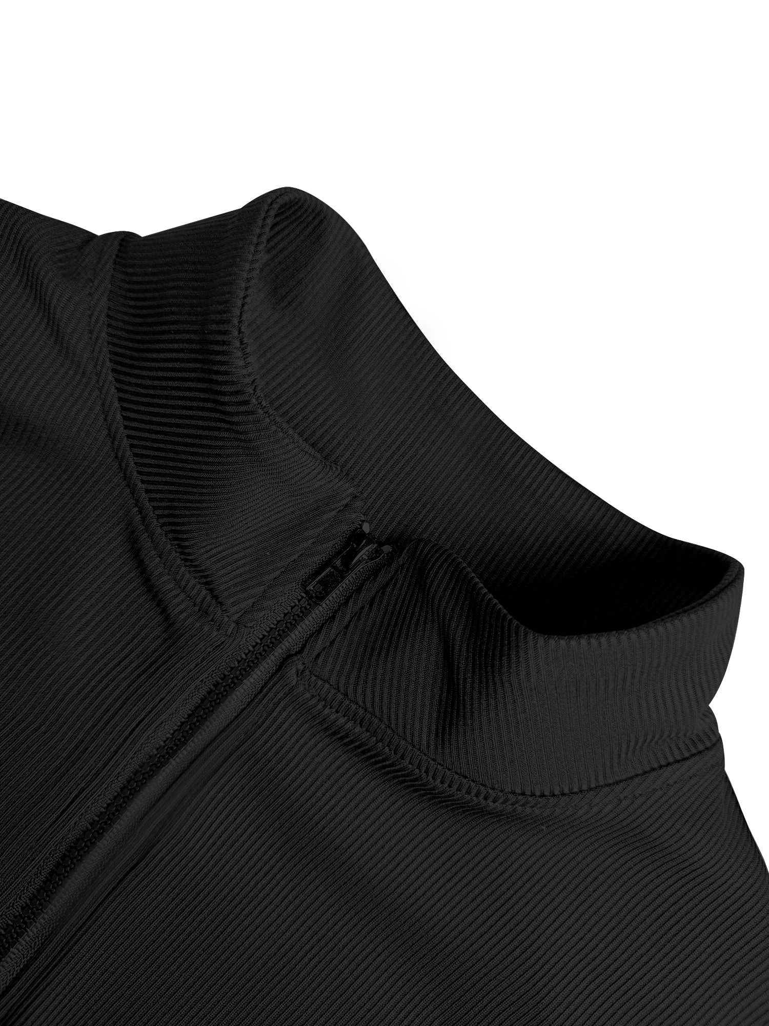 Ribbed Zip-Up Top — Slim Fit Long Sleeve Layer
