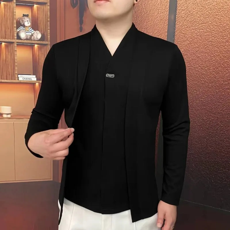 Luxe Layer Sweatshirt — Men's Fake Two-Piece Business Pullover
