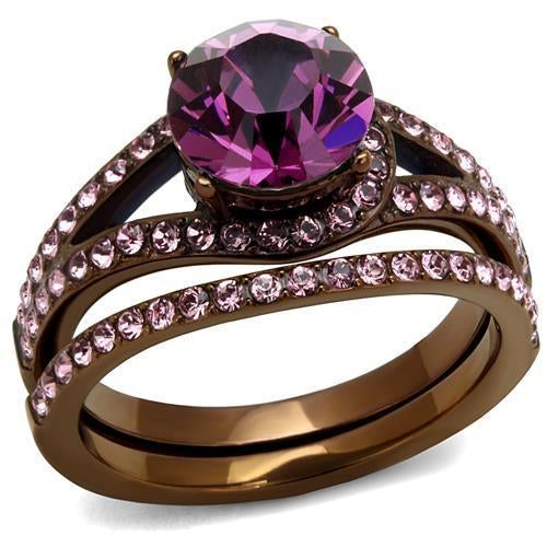 Anello Color Cafè con Cristallo Ametista — Caldo e Originale
