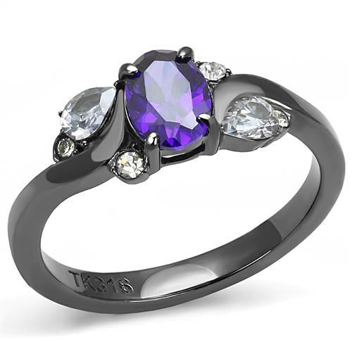 Anello Grigio Scuro con Zircone Tanzanite — Eleganza Moderna
