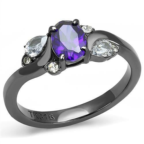 Anello Grigio Scuro con Zircone Tanzanite — Eleganza Moderna